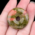 Pendentif pi en unakite naturelle verte et rose pour la création de bijoux DIY - Unakite