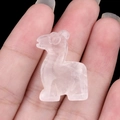 Mini hand-carved rose quartz alpaca gemstone figurine for home decor display - White Crystal