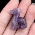Handheld small amethyst deer carving ornament made from natural purple crystal gemstone - Amethyst