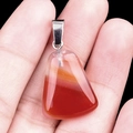 Trapezoid red agate crystal pendant with silver metal clasp for DIY jewelry making - Red Agate