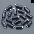 Blue goldstone cylinder pendant with sparkling star effect and silver metal clasp - Blue Sand Stone (Synthetic)