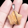 Pendentif étoile en jaspe paysage avec attache en argent pour création bijoux - Jaspe / 20mm