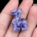 Handheld sodalite deer figurine carving made from polished blue and white natural stone - Sodalite