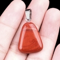 Handheld red jasper trapezoid gemstone pendant with a silver clasp for DIY jewelry making - Red Jasper