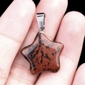Pendentif étoile en obsidienne acajou avec bélière argentée pour bijoux DIY - Obsidienne Acajou / 20mm