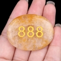 Natural yellow crystal palm stone with gold number 888 for wealth and luck decoration - Yellow Jade