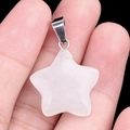 Pendentif étoile en quartz rose naturel avec bélière en métal pour bijoux DIY - Jade Blanc / 20mm