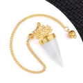 Goldener Lotus-Quarzpendel mit weißem Kristallpunkt für Reiki und Wahrsagerei - Weiß Kristall