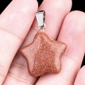Pendentif étoile en pierre de soleil brune avec paillettes dorées pour bijoux DIY - Pierre de sable doré (Synthétique) / 20mm