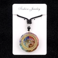 Octagon resin pendant with colorful crushed stones and golden Eye of Horus charm - Eye of Horus Style (No. 2)