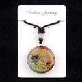Handmade tree of life necklace with colorful crystal stones and black braided cord - Tree of Life Design (No. 3)