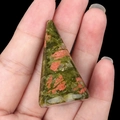 Cone shaped natural unakite stone ring holder with polished green and orange finish - Unakite
