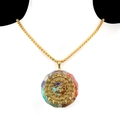 Handmade Orgonite chakra pendant necklace with resin crystals and gold Om symbol - Om Symbol Mandala Style (2311-8)
