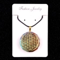 Flower of Life necklace with colorful crystal stones in round resin pendant - US 4