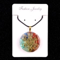 Pendentif hexagone en résine Cube de Métatron avec pierres de cristal naturel colorées - US 10