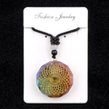 Achteckiger Orgonit-Anhänger mit Chakra-Steinen und goldenem Mandala-Motiv aus Metall - Mandala Lotus (Nr. 17)