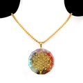 Healing crystal stone pendant necklace with golden sacred geometry symbol on mannequin - Sacred Geometry Octagon Style (21号)