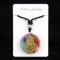 Chakra-Halskette mit Hamsa-Hand-Symbol und natürlichen bunten Energiesteinen - Hand der Fatima (Nr. 19)