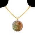 Octagonal natural stone resin necklace with gold flower pattern on white mannequin - Flower of Life Octagon Style (22号)