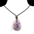 Natürlicher Amethyst Trapez Anhänger mit verstellbarem schwarzem geflochtenem Halsband - Amethyst