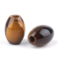 Polished tiger eye stone oval beads with natural gold and brown striped textures - Tiger's Eye