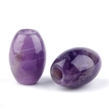 Oval purple natural amethyst crystal stone beads with center holes for DIY jewelry making - Amethyst