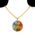 Octagon Orgone necklace featuring colorful natural crystals and golden triskele symbol - Triskele Octagon Style (25号)