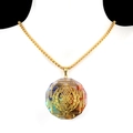 Octagon colorful crystal resin pendant necklace with golden Sri Yantra geometry - Sri Yantra Octagon Style (26号)