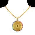 Bohemian gold-plated resin necklace featuring vibrant colorful crushed crystals and mesh - Radial Grid Round Style (27号)