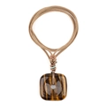 Square tiger eye stone necklace with handcrafted brown woven cord and golden chatoyancy - Tiger's Eye