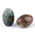Moss agate oval beads with high-polish finish for DIY jewelry and necklace crafting - India Agate