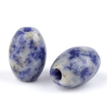 Blue and white mottled oval stone beads with 4mm large hole for DIY jewelry making - Sodalite