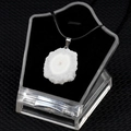 Natural white crystal sun flower pendant necklace with silver clasp and black cord - M