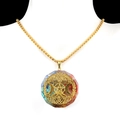 Octagonal tree of life resin pendant necklace with colorful natural crystal stone chips - Triple Goddess Pentagram Octagon Style (29号)