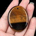 Polished tiger eye stone pendant in oval shape with pre-drilled hole for necklace - Tiger's Eye