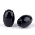 Polished black oval agate beads with 4mm large hole for DIY jewelry making - Obsidian