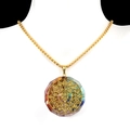 Tree of Life and Zodiac crystal necklace with colorful crushed stones and golden pendant - Twelve Zodiac Tree of Life Round Style (30号)
