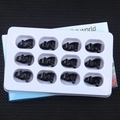 Set aus 12 handgeschnitzten Wolf-Figuren aus schwarzem Obsidian in einer Geschenkbox - Obsidian