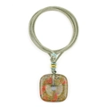 Square unakite crystal pendant necklace with green and red marble pattern weaving rope - Unakite