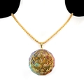 7 Chakra stone resin necklace with golden Om symbol and Flower of Life pendant - Om & Flower of Life Octagon Style (No. 35)