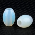 Oval light blue opal glass beads for DIY jewelry making in a semi-transparent finish - Synthetic Opal