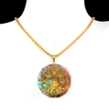 Golden tree of life chakra necklace with colorful natural resin crystals and stones - Tree of Life & Chakra Octagon Style (No. 37)