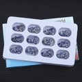 Blue and white natural stone wolf carvings set of 12 pieces in white display tray - Sodalite