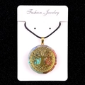 Pendentif Arbre de Vie avec éclats de pierres naturelles et cadre octogonal doré - Style 28