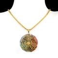 Chakra energy necklace featuring colorful natural stones and a gold geometric pendant - Mandala Octagon Style (No. 39)