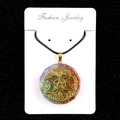 Pendentif arbre de vie sept chakras avec pentagramme doré en résine octogonale - Style 29
