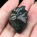 Polished natural green bloodstone heart sculpture for gothic Halloween home decor - India Agate