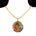 Golden octagon pendant with natural colorful stones and Eye of Horus symbol - Eye of Horus Octagon Style (42号)