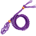 Adjustable purple woven net pouch necklace with wooden beads for holding gemstones - Net Cage Length (Approx 30mm) / Deep purple