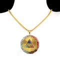 Gold hexagon necklace featuring colorful natural stone resin and all-seeing eye pendant - Eye of Providence Octagon Style (43号)